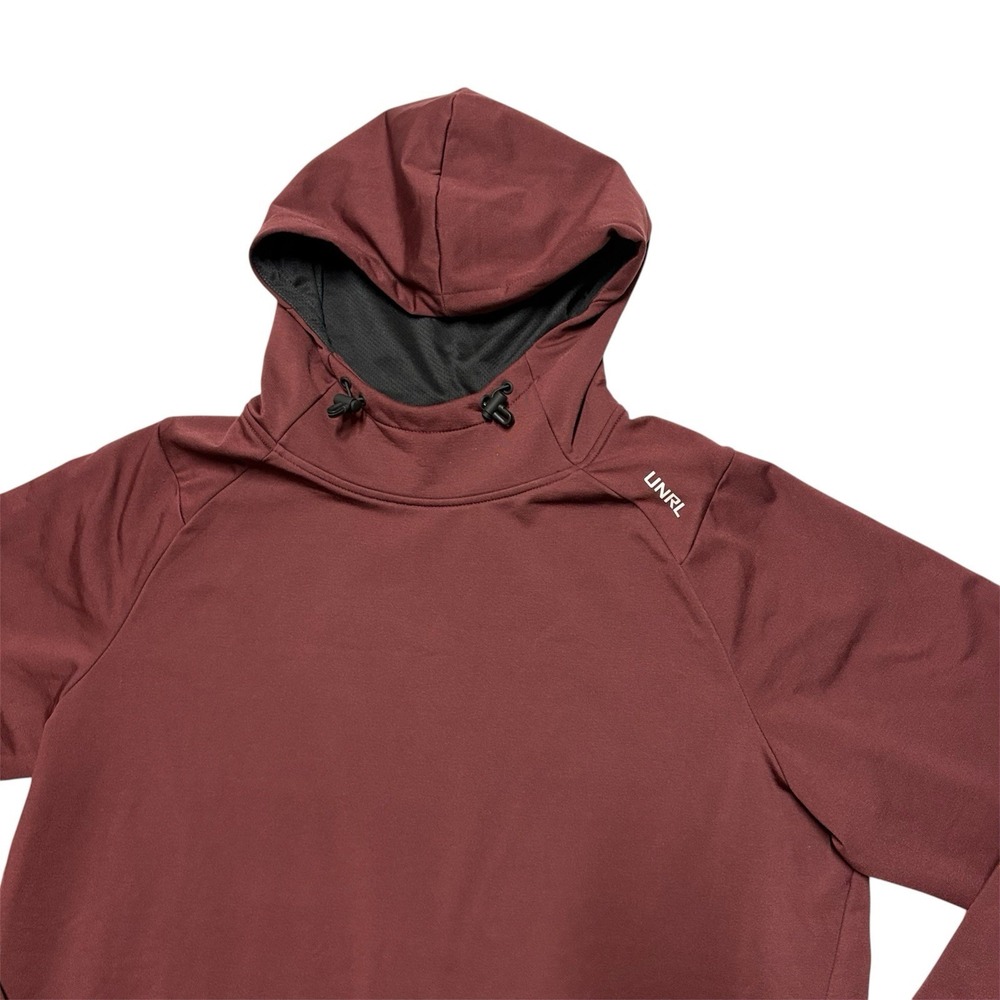 UNRL Crossover Hoodie II Performance Tech Mens Large Burgundy Pullover Stretch - Picture 9 of 9